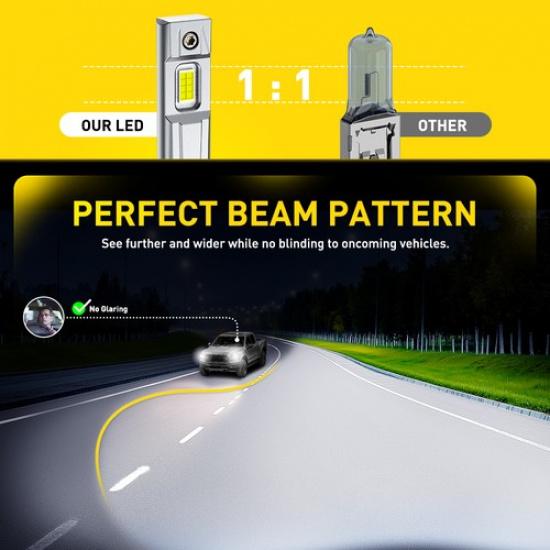 H1 LED High Headlight Beam Or Low Beam Bulbs Conversion Kit Super Bright White