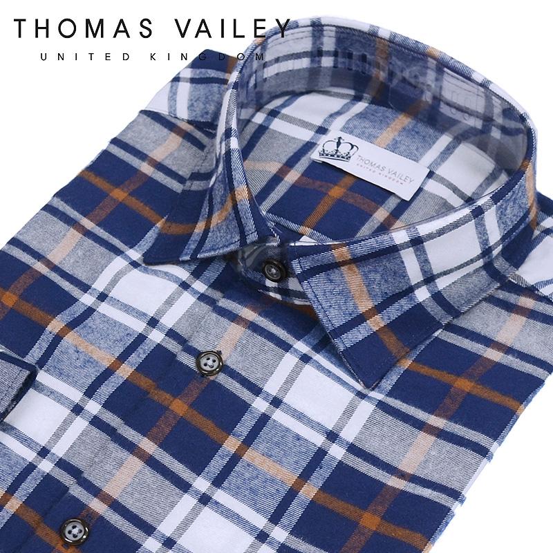 Thomas Bailey Brushed Check Shirt Navy 227 Navy/110