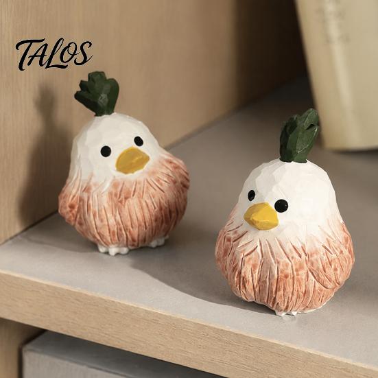 Healing Room Decoration Wooden Duck Figurine, Hand Carved Cute Statue, Rustic Nature Inspired Craft Miniature Ornament for Home Office Desk