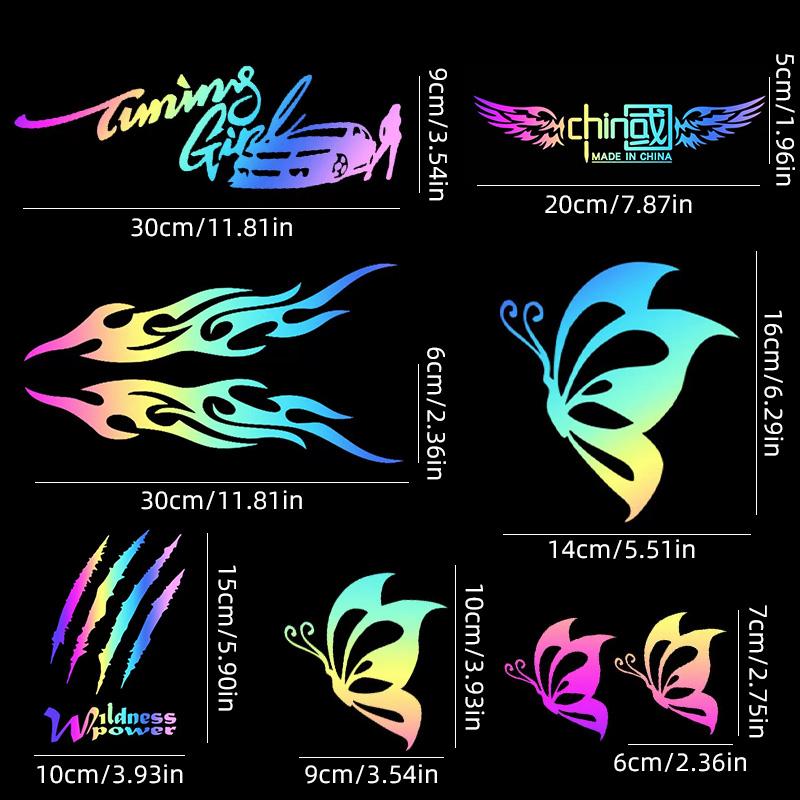 SCIONE Colorful Laser Car Stickers Cover Scratches Electric Car Stickers Body Stickers Motorcycle Tail Box Stickers Waterproof Sunscreen Stickers