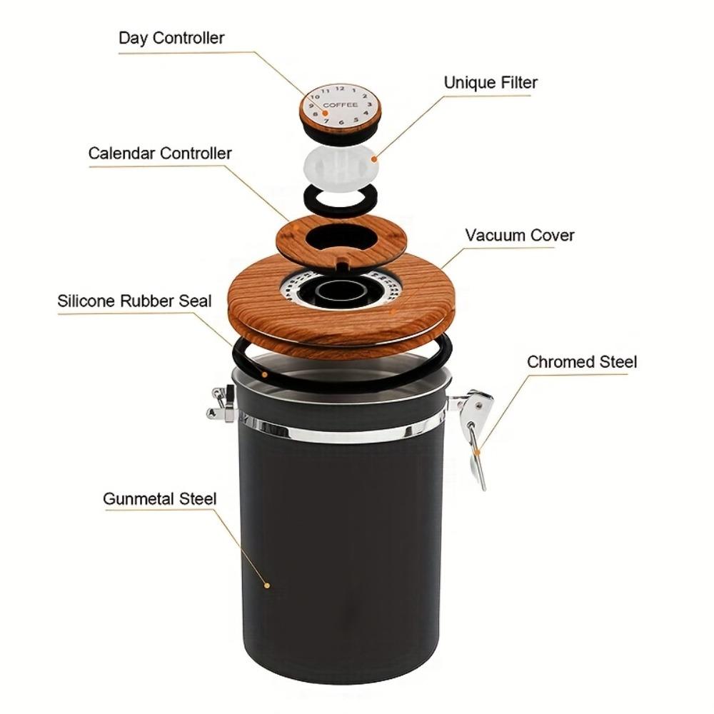 Airtight Coffee Bean Vacuum Sealed Jar with Spoon Coffee Bean Storage Box Tea Leaf Canister Candy