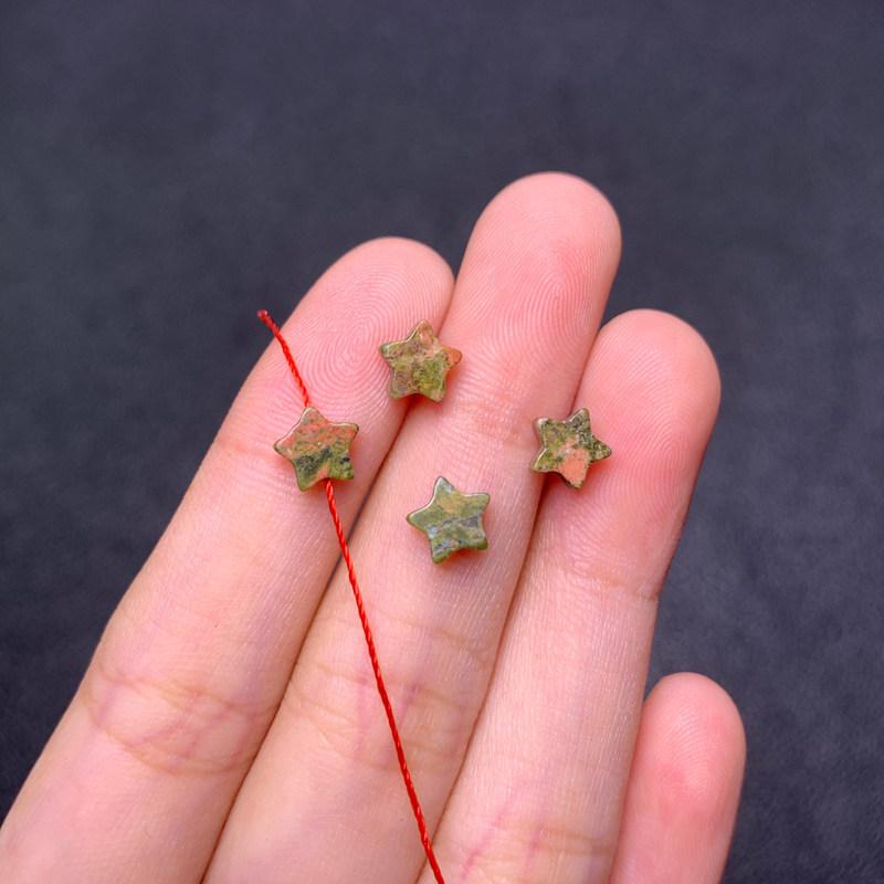 6mm Five-Pointed Star Beads for DIY Jewelry: Green Flower Treasure
