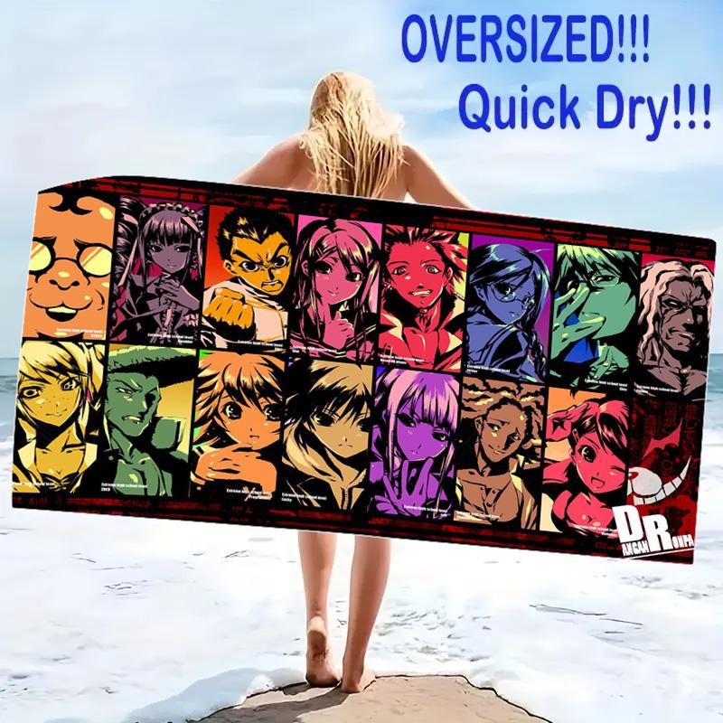 Dangan Ronpa Anime Print Beach Towel, Large Soft Quick Dry Towel for Beach Camping Swimming