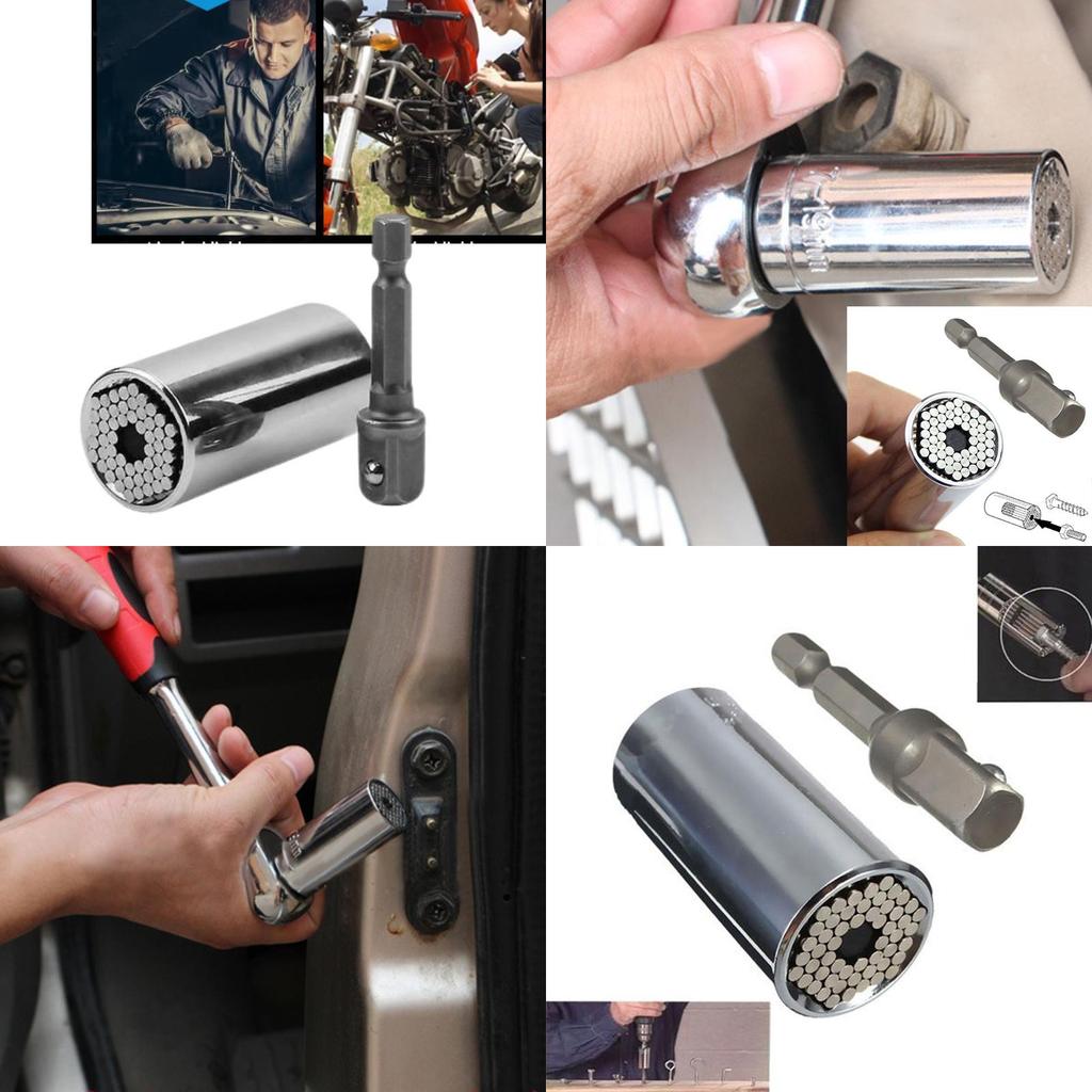 Universal Socket Set Versatile Multi-function Socket Combination Tool Chrome-plated Steel