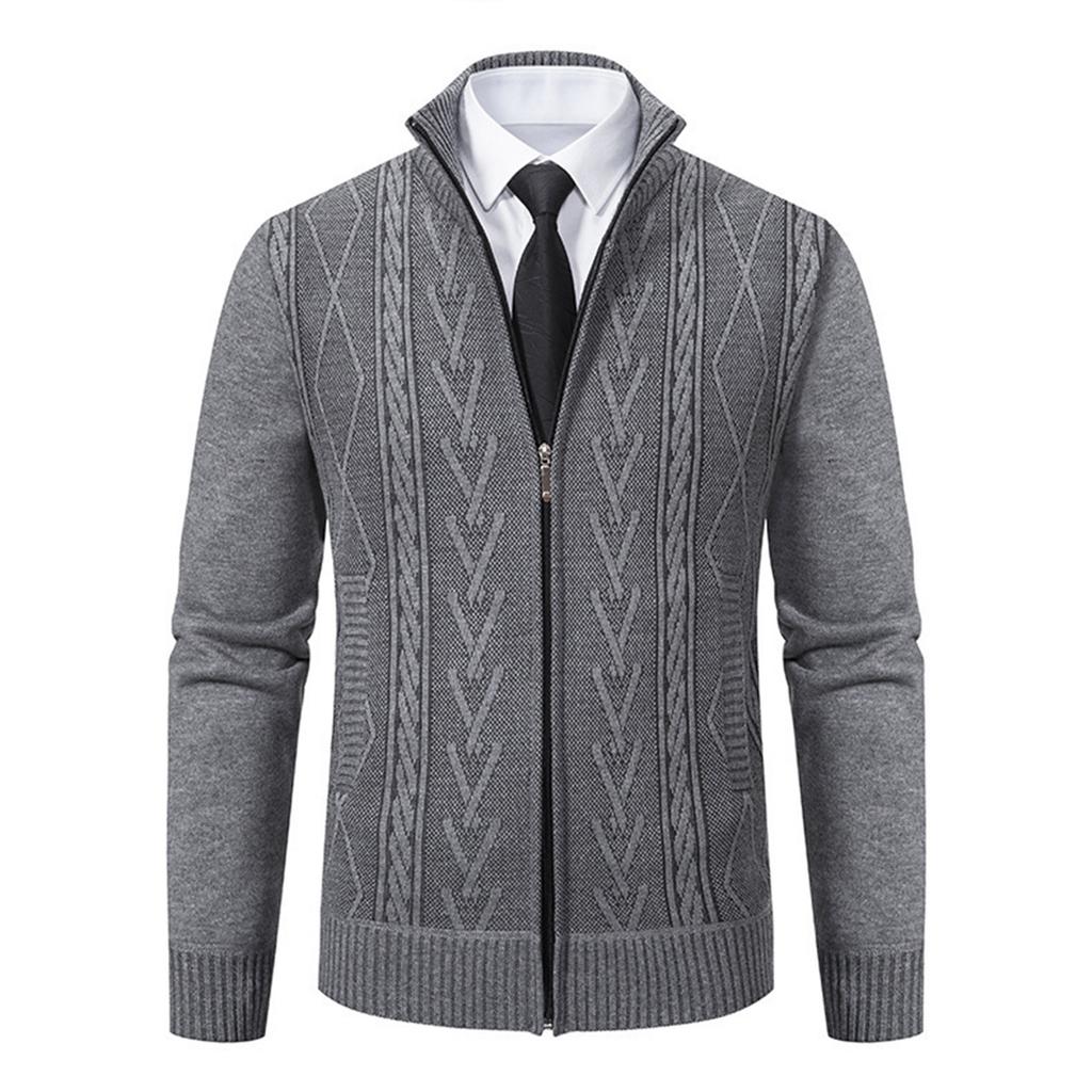 Herre Casual Cardigan Ståkrage Genserjakke Varm Slim Fit Genser