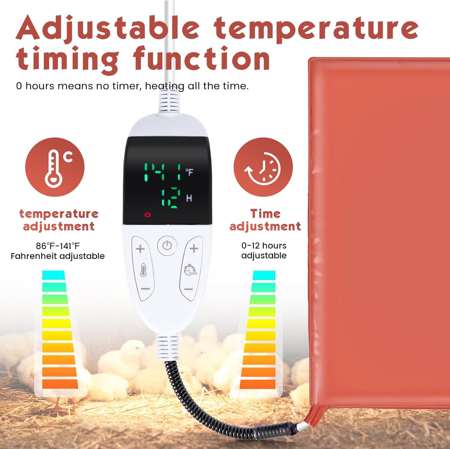 

Small Animal Heating Pad, Waterproof Reptile & Pet Mat with Adjustable Temp & Timer (12.5 x 15.7in) 12 5 x 15 7in