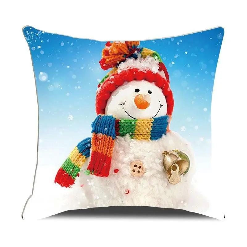 Christmas Pillowcase Santa Claus Snowman Pillowcase Sofa Car Cushion Cover Home Decoration New Year Christmas Gift