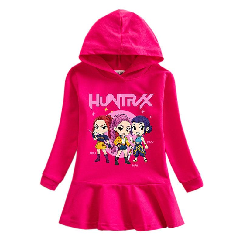 Cotton Kpop Rumi Zoey Mira Hunters Long Sleeves Hooded Dress for Girl