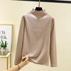 Womens Warm Fleece-Lined Long Sleeve T-Shirt With Mock Neck Plus Size Thermal Base Layer Top