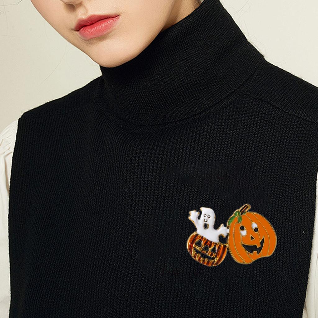 Festive Halloween Ghost Pumpkin Brooch Spooky Party Accessory For Costume Decoration And Outfit Enhancement