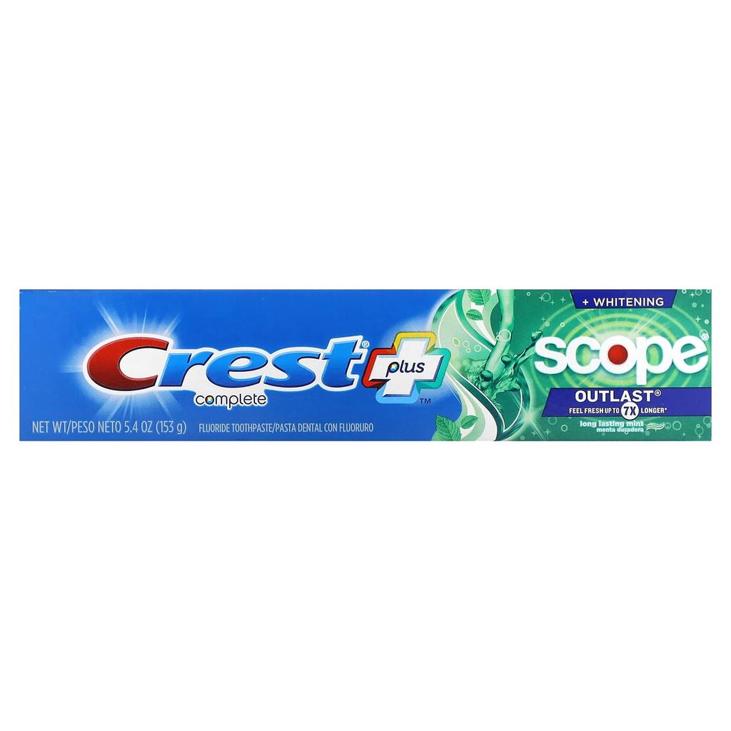 Crest, Complete Plus, Scope, Outlast + Whitening, Fluoride Toothpaste, Mint, 153 G (5.4 Oz)