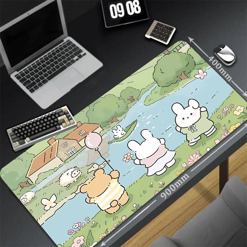 XXL Keyboard Table Mat Deskpads Pc Mausepad Xmm Rubber Mouse Pads Pink Cute Tree Mousepad Kawaii Rabbit Cartoon Laptop Rug