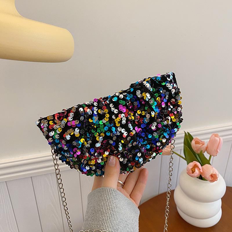 

Персонализированная блестящая модная корейская версия сумки, весенняя новая цепочка, повседневная сумка через плечо, сумка для мобильного телефона для женщин