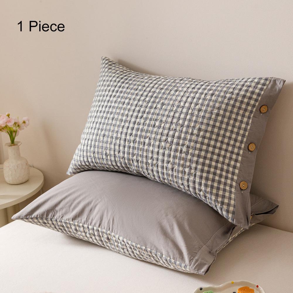 Rectangular Pillowslip Skin-friendly Pillow Cover Envelope-style Plaid Pillowcase Bedroom Style B