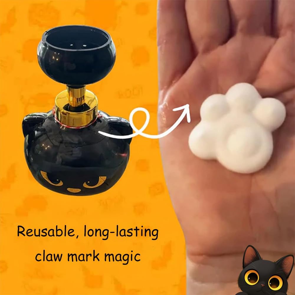 1PCS Cat Paw Soap Dispenser Foam, Cute Halloween Cats Pawprint Magic Foaming Hand Wash Dispenser, Refillable Foaming Pump Bottle