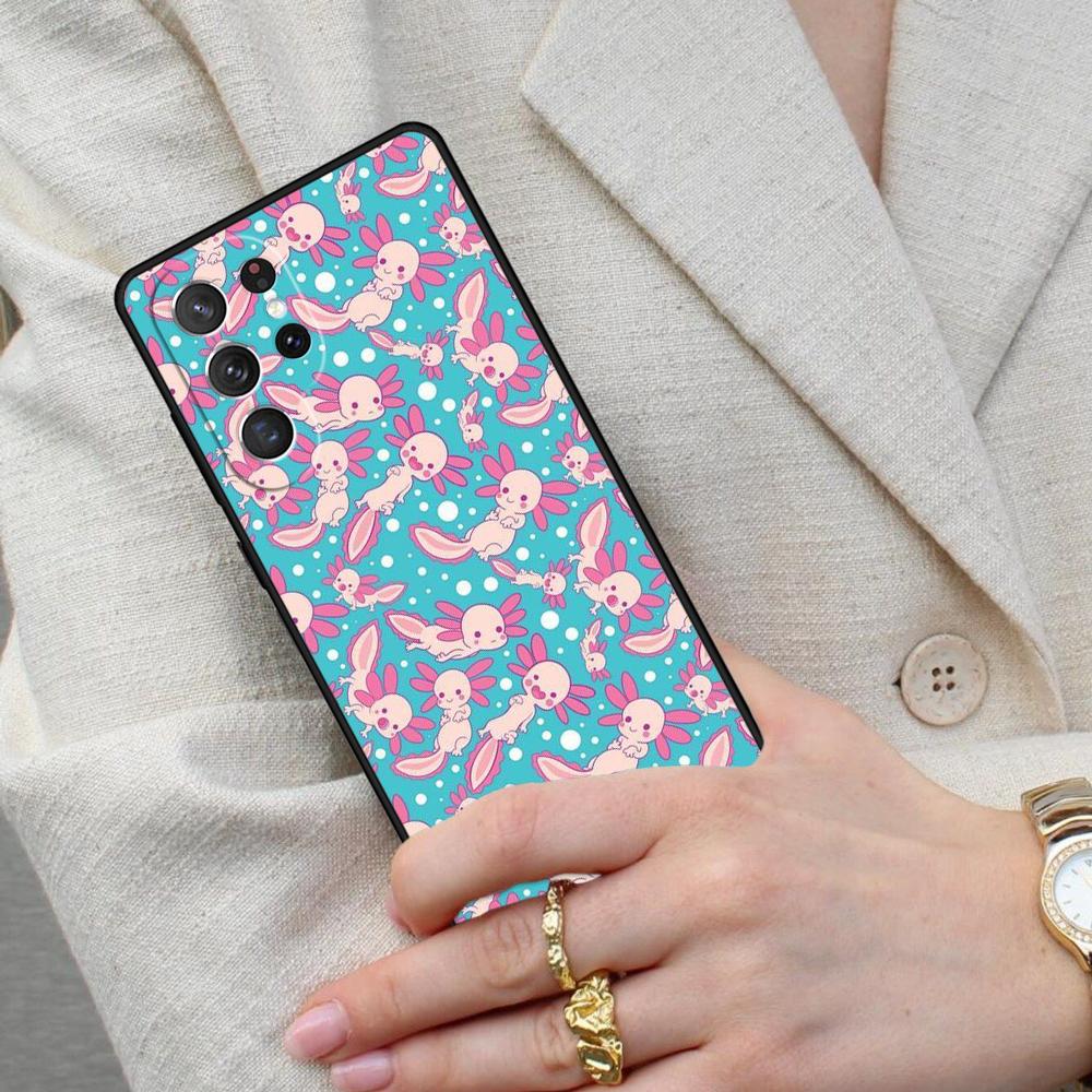 kawaii axolotl pattern Cell Phone Case for Samsung Galaxy S26 Ultra S25 S24 S23 S22 S21 S20 Note10 Cover