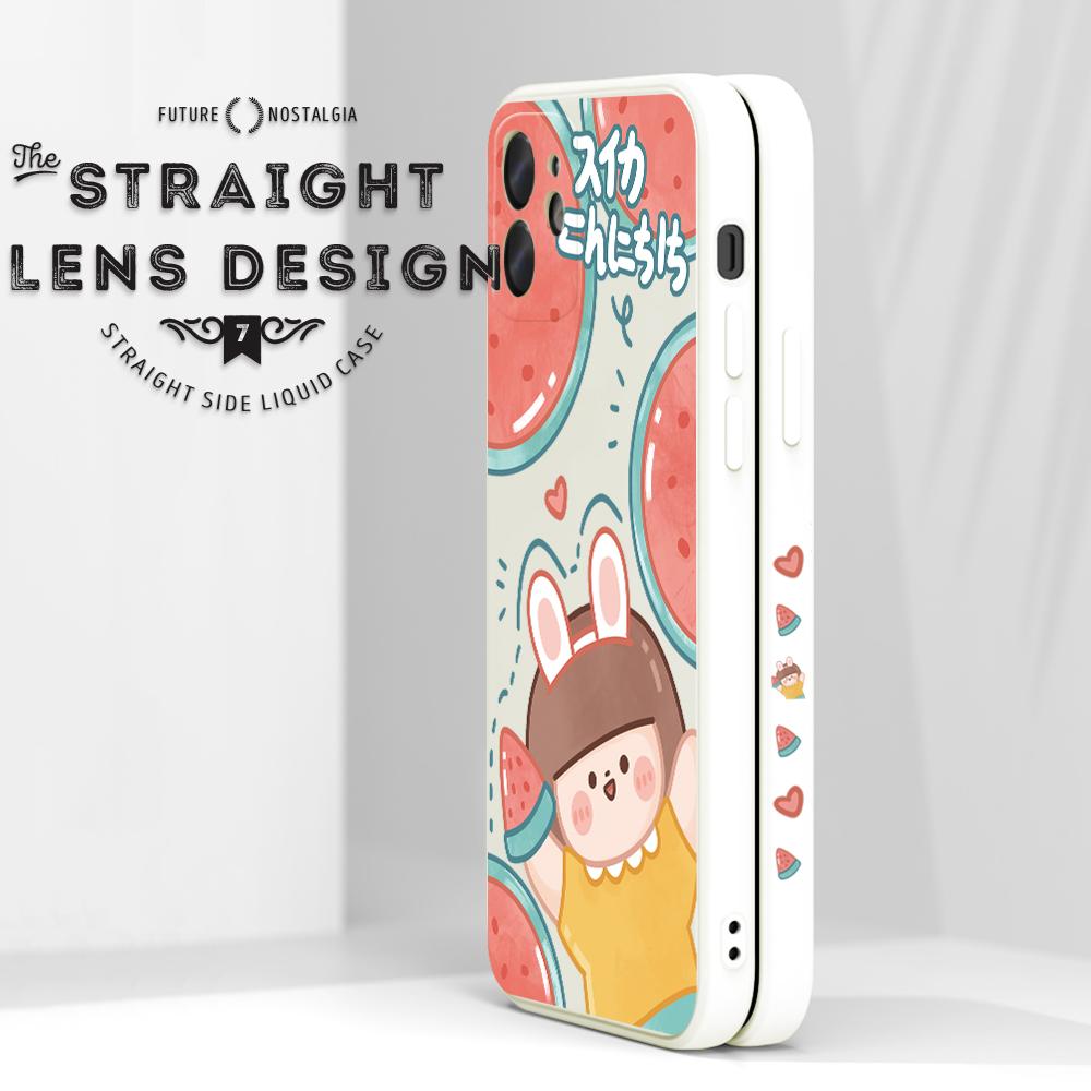 Cartoon Colorful Pattern Printing Phone Case Square Liquid Silicone TPU Full Cover Camera Shockproof Protection Cover for Huawei Honor Vivo