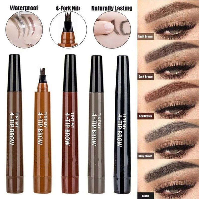 5Colors 4Heads Waterproof Brow Pencil Makeup Natural Long Lasting Eyeliner Brow Pencil Beauty Tool