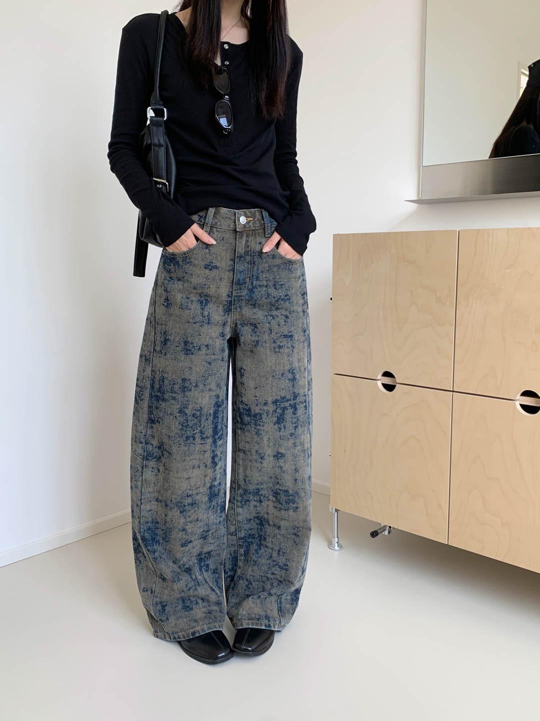 GAGD Women s Tencel Wide Leg Jeans - American Street Style, Textured, Straight Fit, 26  Spring Design Medium