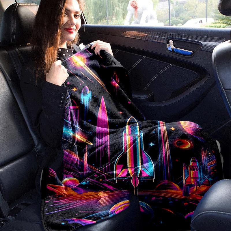 1pc Planet Printing Lightweight Flannel Blanket, Comfortable and Warm Blanket, for Camping Sofa Bed and Couch Office, in All Seasons