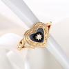 Fashion Gold Dark Ring, Epoxy Heart-Shaped Light Luxury Ring, Gothic Women'S Ring