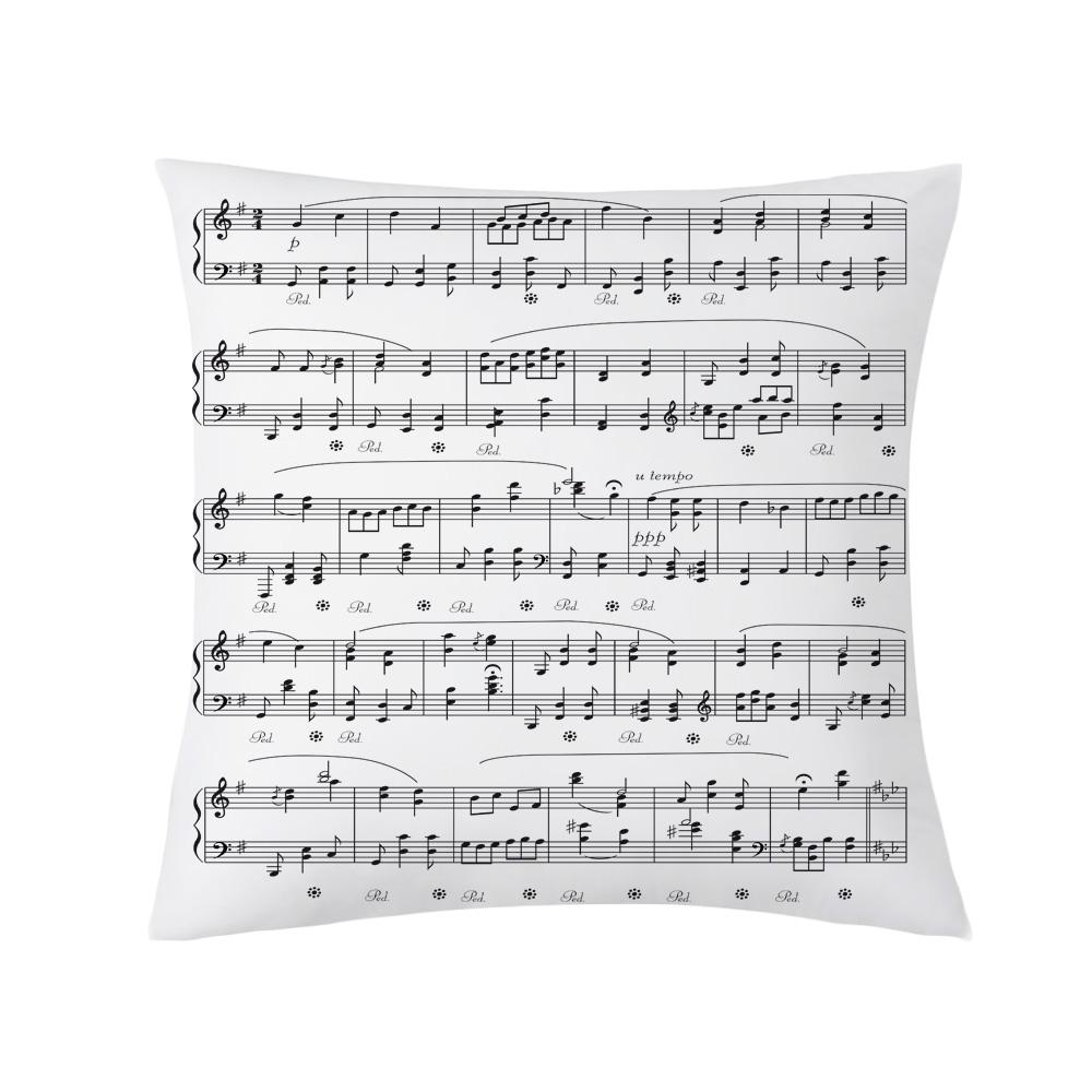 Retro Music Notes Double-Sided Printed Pillow Cover Short Plush Suitable Living Rooms Bedrooms Sofas Throw Cushion Cover