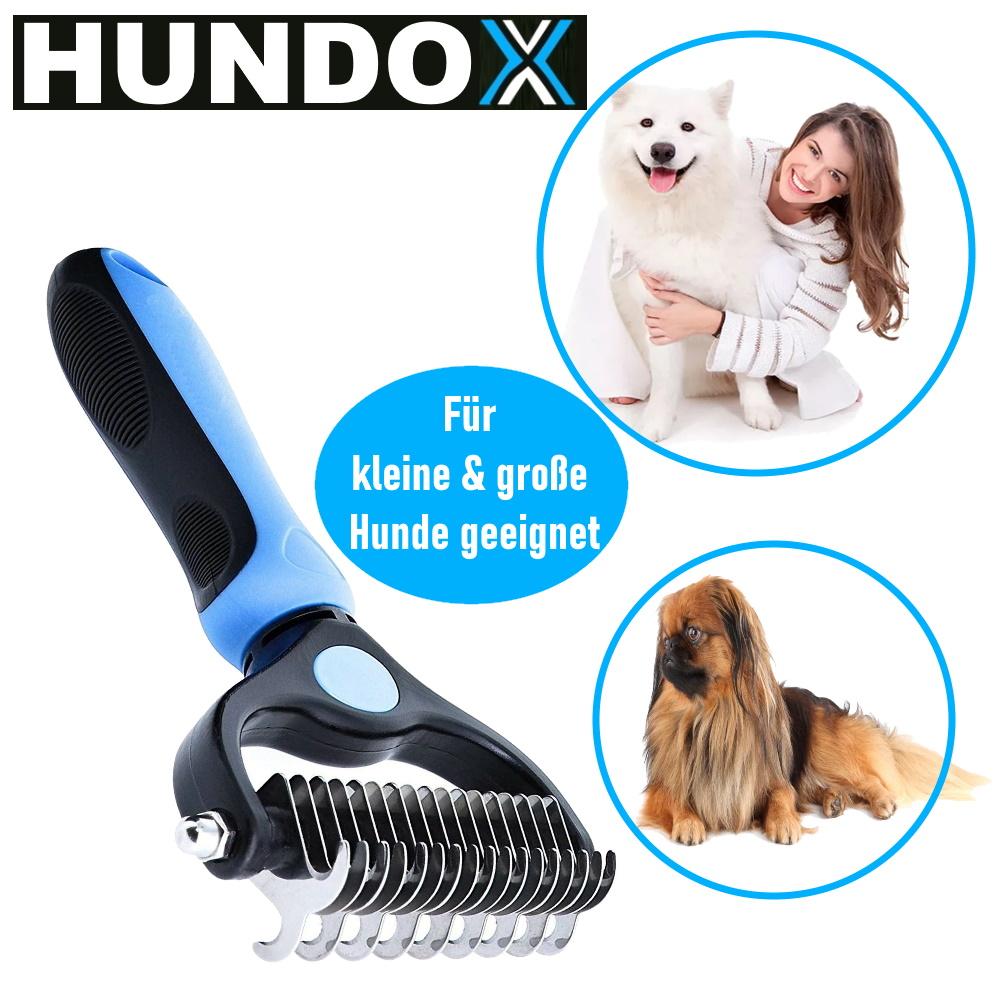 HUNDOX Unterfell Bürste Blau Entfilzung Fellpflege Hunde Katzen Unterwoll Fell