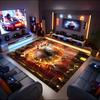 1PC Custom Name "Fiery Football Impact" Theme Floor Mat Ideal for Living Room, Game Rooms, Office, Bedroom,Floor Mat Playful Design