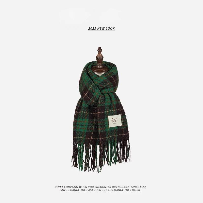 Taro Purple Plaid Scarf Women's Winter Explosion High-end New Korean Versatile Soft Waxy Warm Scarf Tide