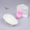 16Cm Doll House Home Furnishings Bathtub Washbasin Toilet Matching Model