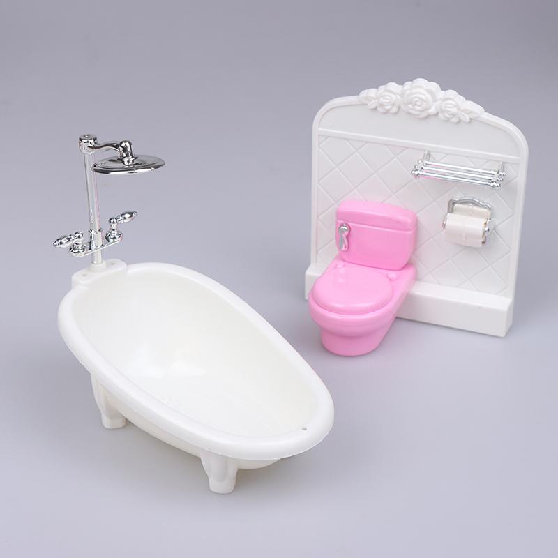 16Cm Doll House Home Furnishings Bathtub Washbasin Toilet Matching Model