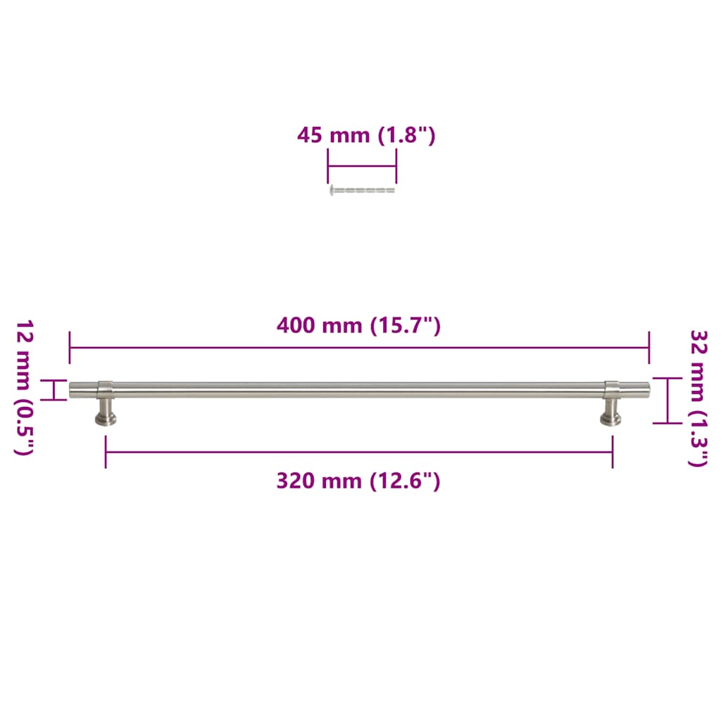 Furniture Handles 5 pcs Silver 320 mm Stainless Steel