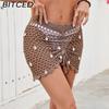 BITCED Beachwear Crochet Skirt Sexy Bikini Skirt Shell-Embellished Skirt Sheer Skirt