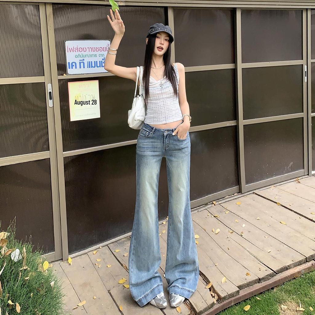 Spring 2026 Retro Low-Rise Flared Jeans for Women - Slim Fit, Versatile Style