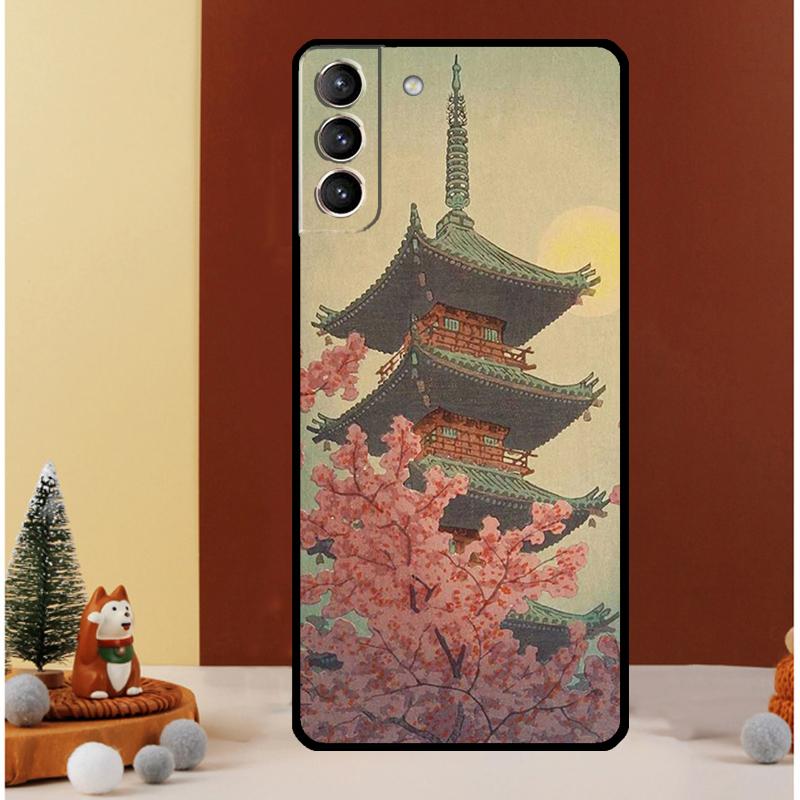 Japanese Style Art Japan Case For Samsung Galaxy S23 S24 Ultra S8 S9 S10 S22 Plus Note 10 20 Ultra S20 S21 FE Cover