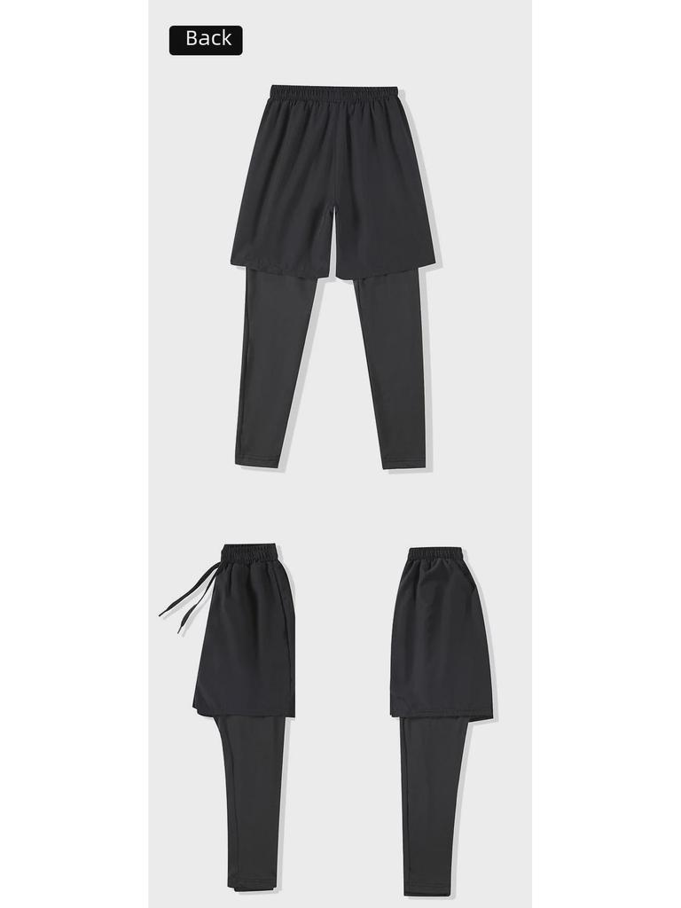 Men's Dual-Layer Quick-Dry Sports Trousers - Elastic, Tight Fit for Running, Fitness & Basketball