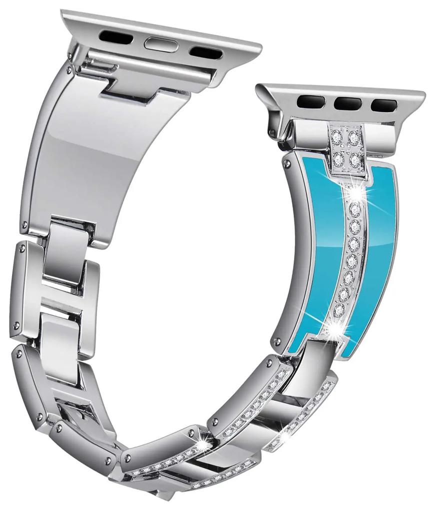 Resin+Metal Strap for Apple Watch 45mm 44mm 42mm 40mm 41mm 46mm 49mm Women Diamond Bracelet Iwatch Ultra 10 9 8 7 6 5 4 SE Band