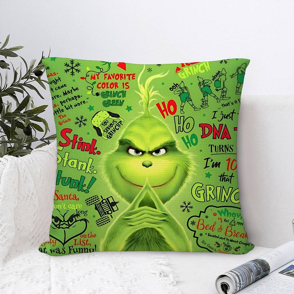 Christmas T-The G-Grinc-Chs-S Pillow Case Plush Fabric Soft Double Sided Print Sofa Cushion Cover Throw Pillow Covers