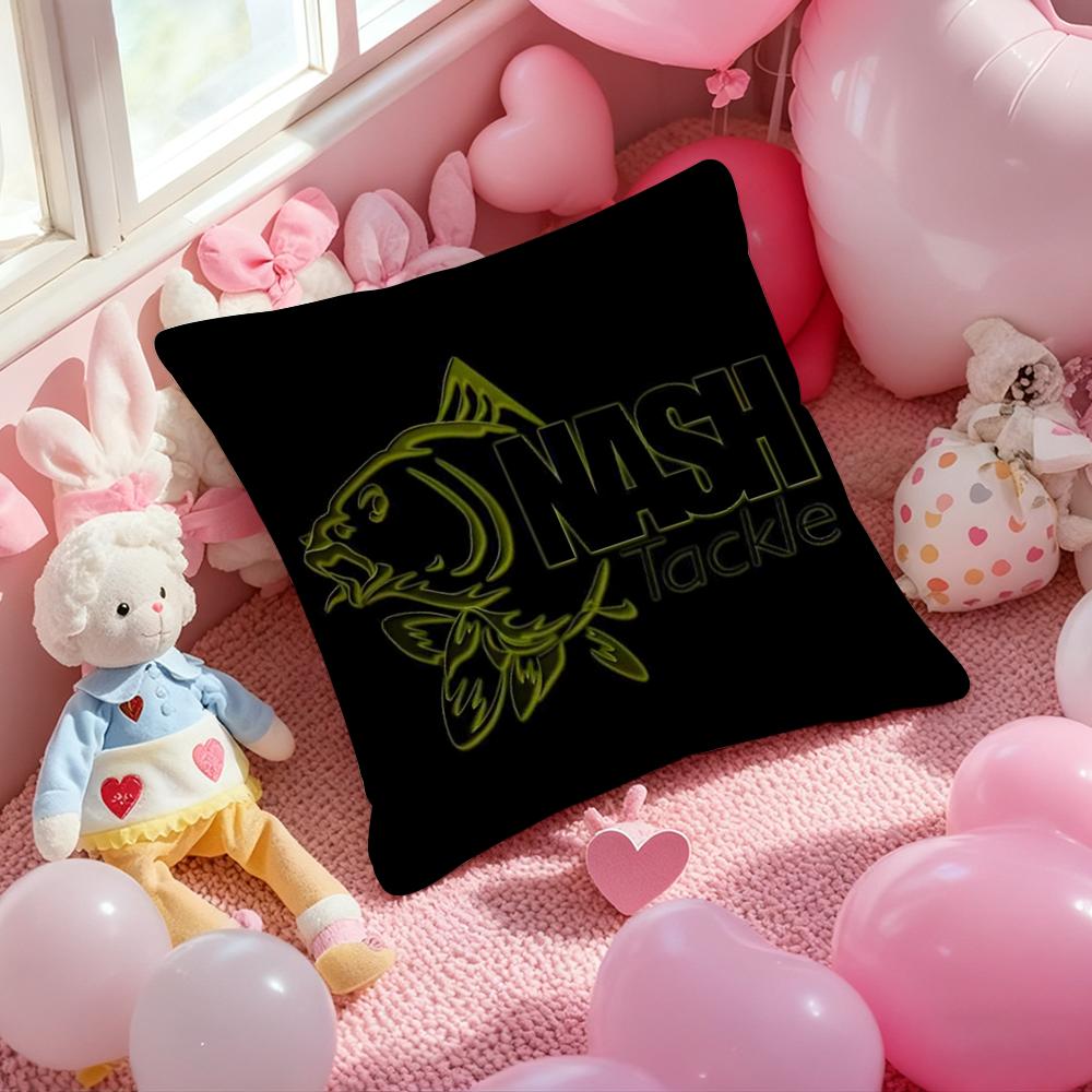 Nash Fishing logo Pillow Case Soft Plush Fabric Double-Sided Printed Cushion Cover Warm Winter Sofa Pillow Case