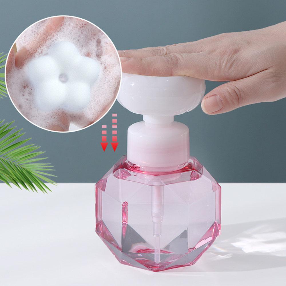 Shower Gel Foam Pump Bottle Flower-shaped Refillable Bottles Liquid Soap Dispenser Empty Bottle