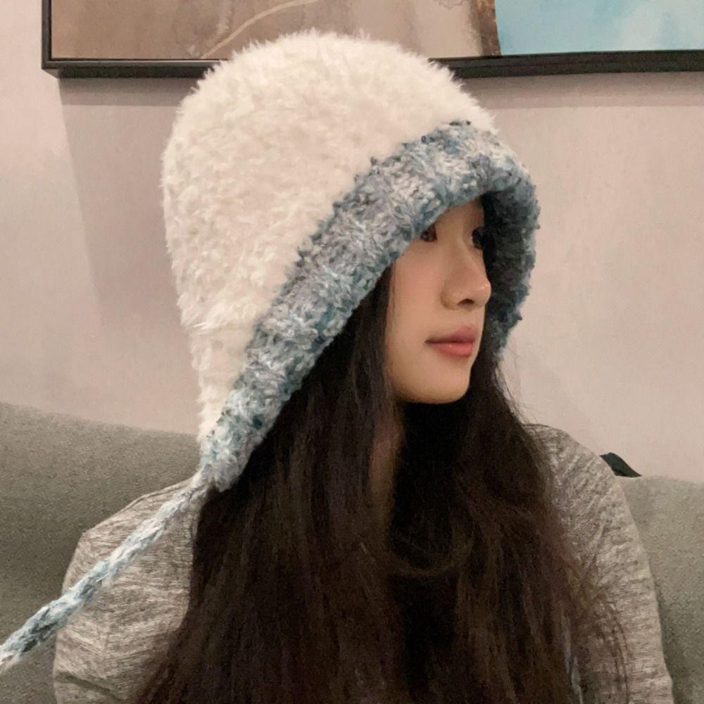 Foldable Long Band Plush Hat Warm Fisherman Cap High quality Knit Cap  Winter