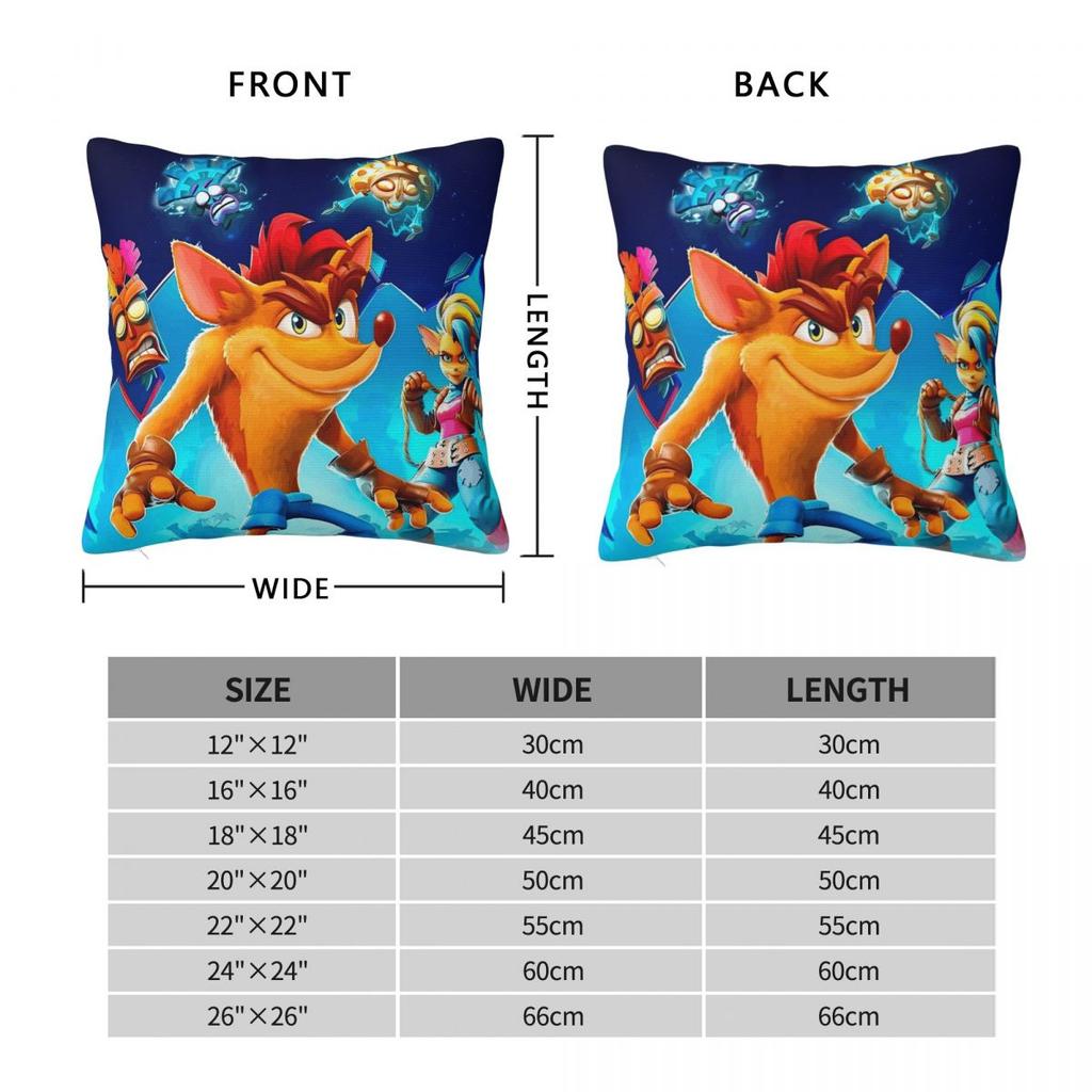 Crashs Bandicoots Cartoon Pillow Covers Stuff Printing Cushion Cover Decoration Video Game Throw Pillow Case Bedroom Multi Size
