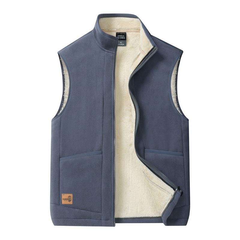 Gilet in lana d'agnello autunno inverno uomo caldo imbottito collo alto giacca casual senza maniche