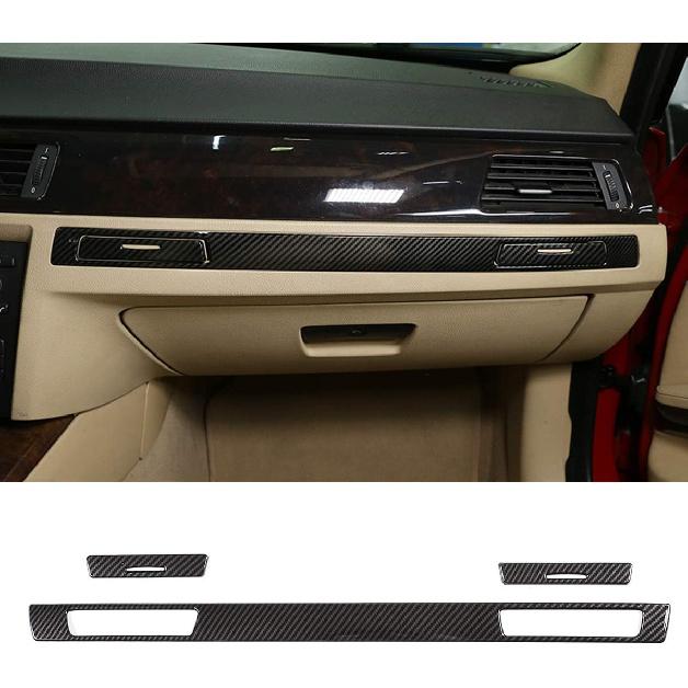 ABS Carbon Fiber Dashboard Cup Holder Decoration Strips Trim Stickers 3pc for BMW 3 Series E90 2005-2012 Car Accessoires