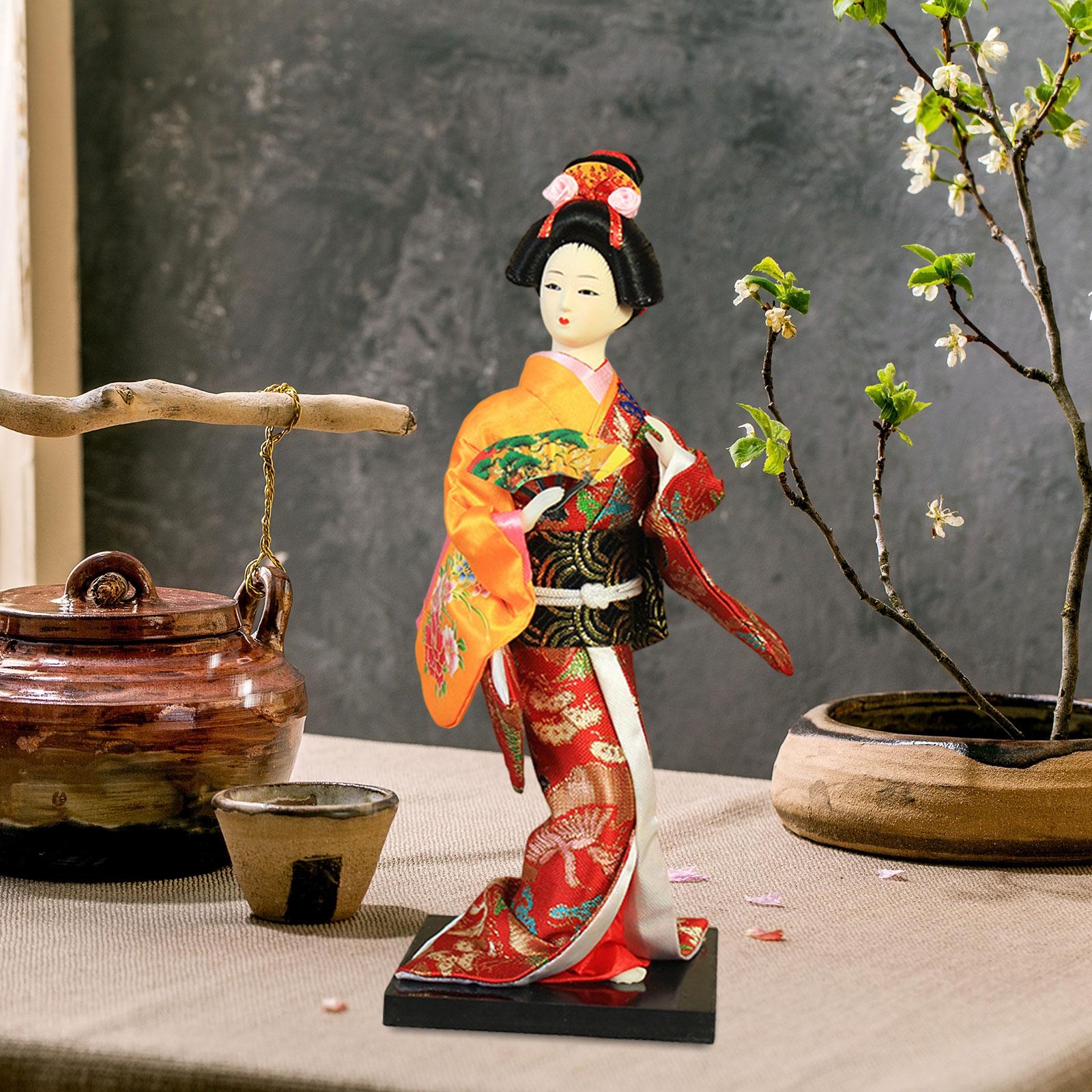 Ethnic Japanese Geisha Dolls 9  Deocration Handicraft Asian Geisha Doll Lady Statuette for Tabletop Shelf Home Office Women Girl
