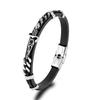 European American Personality Trend Versatile Leather Rope Totem Bracelet Stainless Steel Carved Ins Commuting Accessories