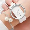 Dameklokke Big Dial Transparent Hollow Skeleton Enkelt armbåndsur