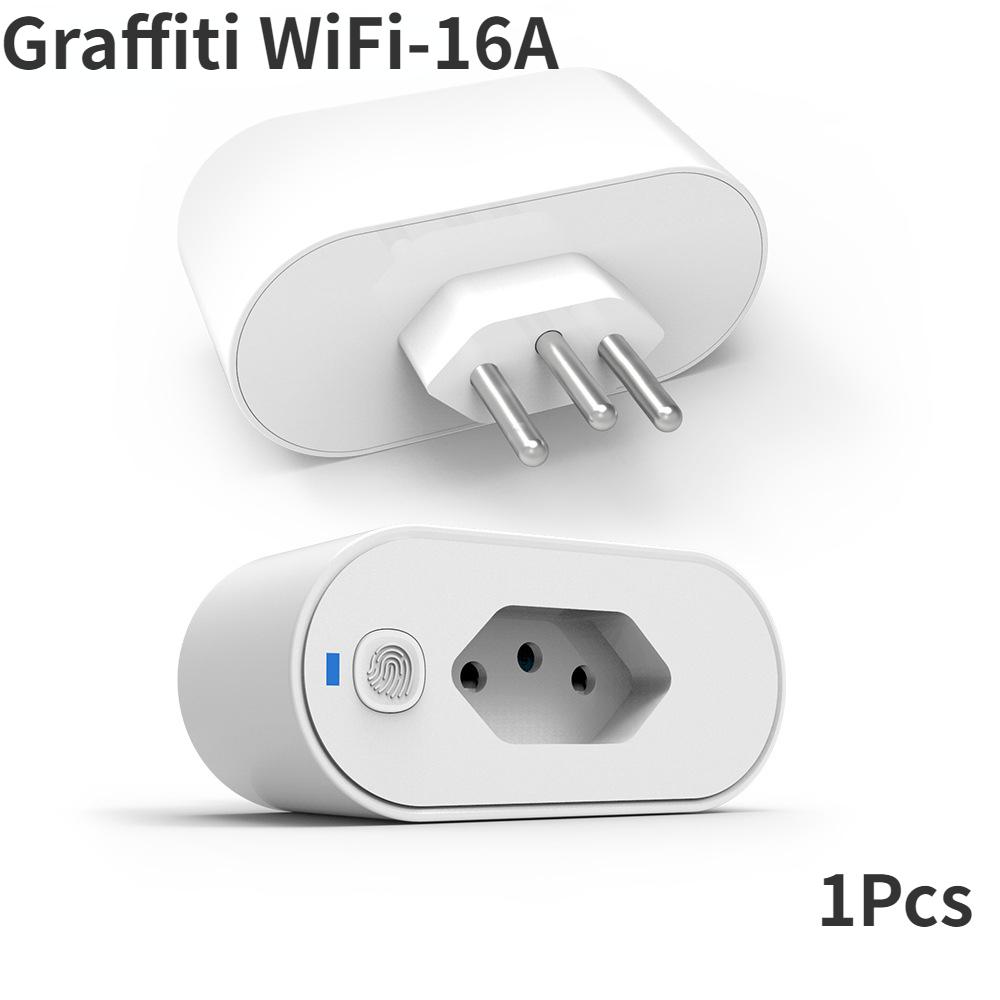 Graffiti Smart WiFi Socket 16A Brazilská zástrčka Živé statistiky měření Mobilní aplikace Časované hlasové dálkové ovládání