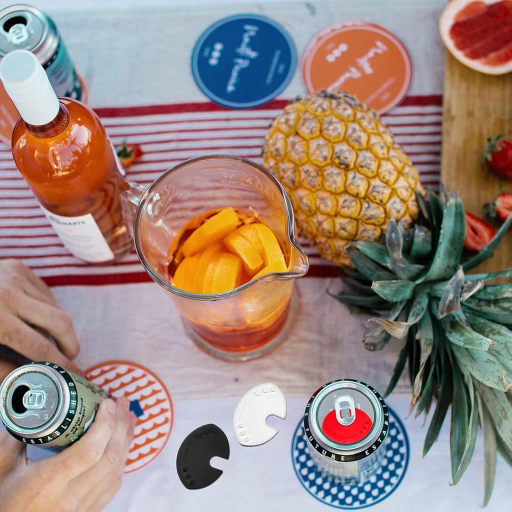 CHENGU 10 Pieces Soda Can Lid Cover, Swivel Can Sealer, Beverage Protect Cap, Plastic, Random Color (Black, White, Red)