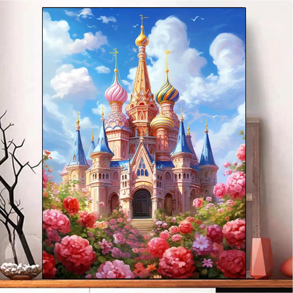 Diamond Painting Castle Russia 5DDIY Diamond Flower Picture Embroidery Landscape Church Mosaic  Kit Handmade Hobbies Decoration